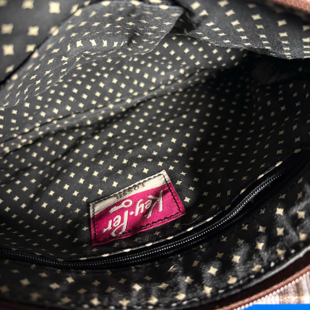 Vintage Coated Canvas Geometric Colorful Crossboyd Shoulder Bag Purse Fossil - Picture 8 of 8